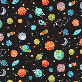 Space Planets Black