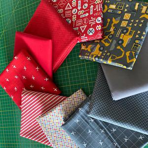 On the Go Fat Quarter Bundle - 10 Fat Quarters Grey & Red. Product thumbnail image